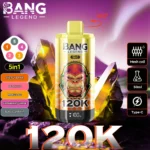 Bang Legend 120K Puffs – 5-v-1 Flavor Disposable Vape, 120.000 vdihov, LED zaslon, Mesh Coil, 850mAh Polnilna Baterija - slika 5