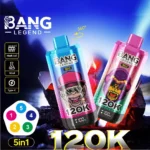 Bang Legend 120K Puffs – 5-v-1 Flavor Disposable Vape, 120.000 vdihov, LED zaslon, Mesh Coil, 850mAh Polnilna Baterija
