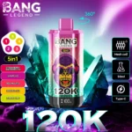 Bang Legend 120K Puffs – 5-v-1 Flavor Disposable Vape, 120.000 vdihov, LED zaslon, Mesh Coil, 850mAh Polnilna Baterija - slika 9