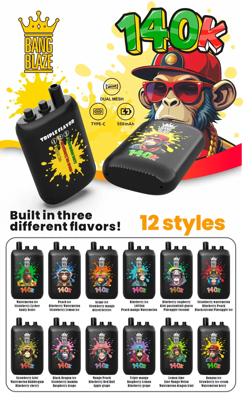 Bang Blaze 140000 Puffs 3in1 Disposable Vape – 3 Ločeni Okusi, 45 ml, Type-C Polnjenje, 0 %–5 % Nikotina, Dolgotrajna Vape Slovenija 1 bang blaze 140000 puffs 3in1 disposable vape 3 loceni okusi 45 ml type c polnjenje 0 5 nikotina premium vape slovenija 1