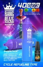 Bang Blaze Shisha 40K Puffs – 40.000 Potegov, 650 mAh Baterija, Nastavljiv Pretok Zraka, Premium Disposable Vape