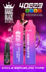 Bang Blaze Shisha 40K Puffs – 40.000 Potegov, 650 mAh Baterija, Nastavljiv Pretok Zraka, Premium Disposable Vape
