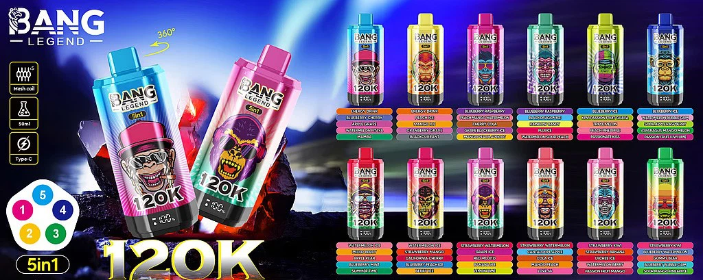 Bang Legend 120K Puffs – 5-v-1 Flavor Disposable Vape, 120.000 vdihov, LED zaslon, Mesh Coil, 850mAh Polnilna Baterija 1 bang legend 120k puffs 5 v 1 flavor disposable vape 120.000 vdihov led zaslon mesh coil 850mah polnilna baterija 1