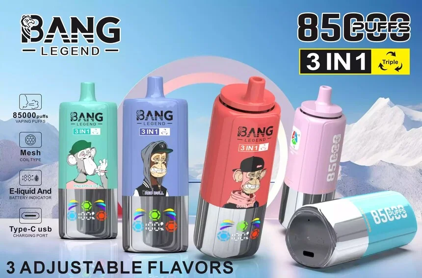 Bang Legend 85K Puffs 3-v-1 Disposable Vape – 85.000 Vlekov, TFT Touch Display, Dual Mesh Coil & Type-C Polnjenje 1 bang legend 85k puffs 3 v 1 disposable vape 85.000 vlekov tft touch display dual mesh coil type c polnjenje 1