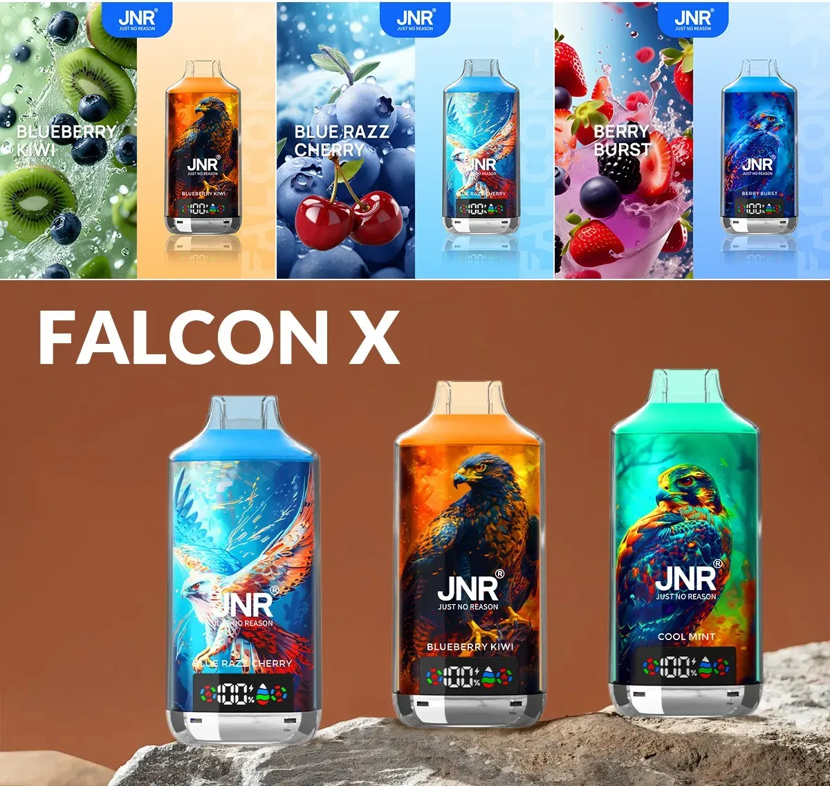 jnr falcon x 18000 puffs disposable vape z 24 ml dual mesh in led zaslonom za eu trg 2