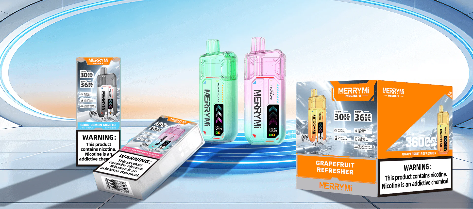 Merrymi MECHA X 36000 – Polnilna Disposable Vape z Dvojnim Načinom, HD Zaslonom in 11 Okusi | SloveniaVape 1 MECHA-X-260417-img-9